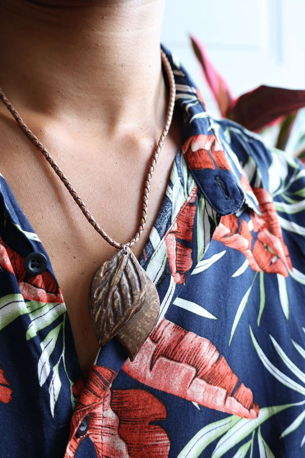 Collier mixte noix de coco - FEUILLES