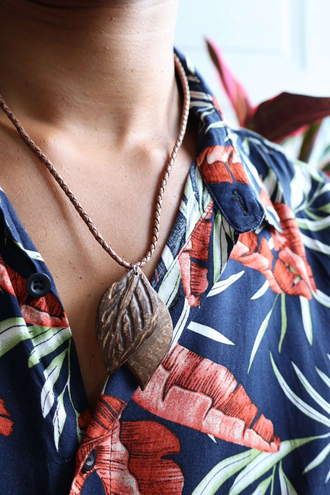 Collier mixte noix de coco - FEUILLES