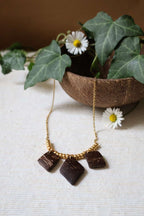Collier chaîne et pendentifs en noix de coco - RITUEL