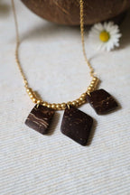 Collier chaîne et pendentifs en noix de coco - RITUEL