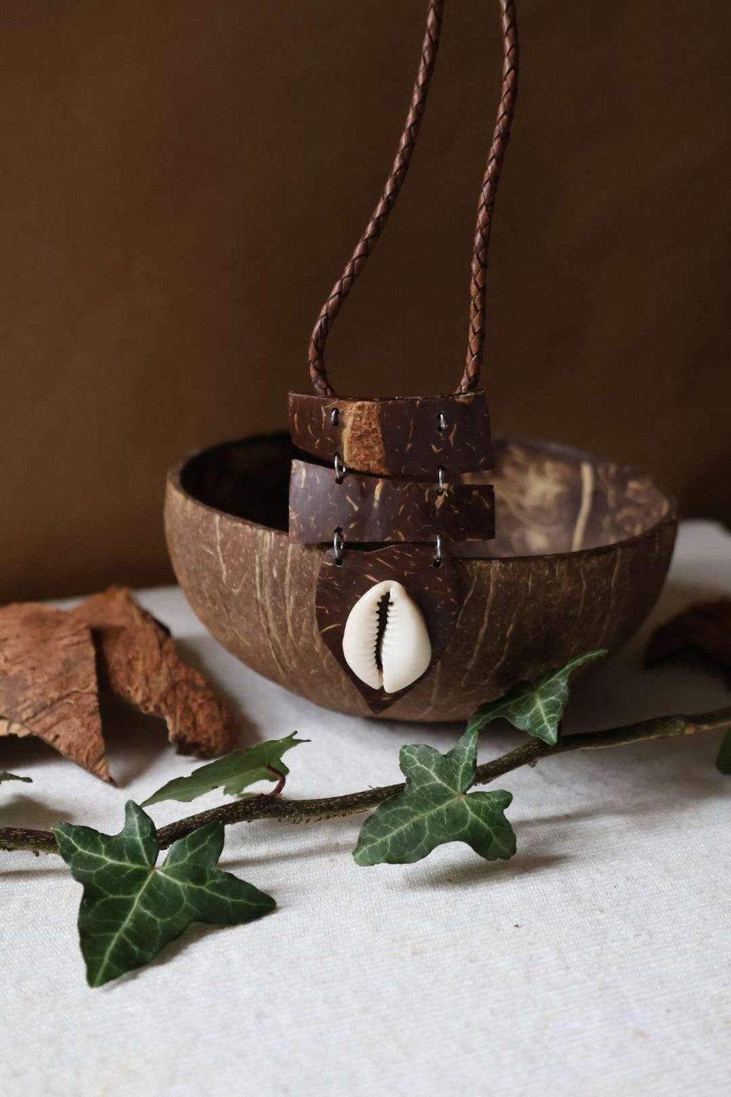 Collier mixte naturel en bois de noix de coco - HELLBOURG