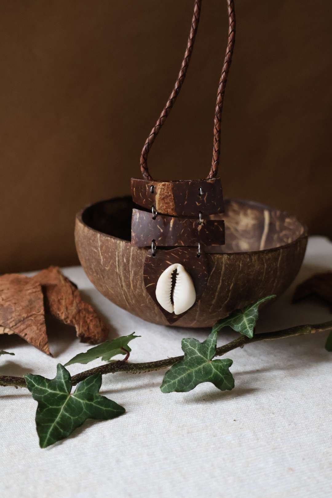 Collier mixte naturel en bois de noix de coco - HELLBOURG