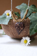 Collier chaîne et pendentif en noix de coco - EMPREINTE
