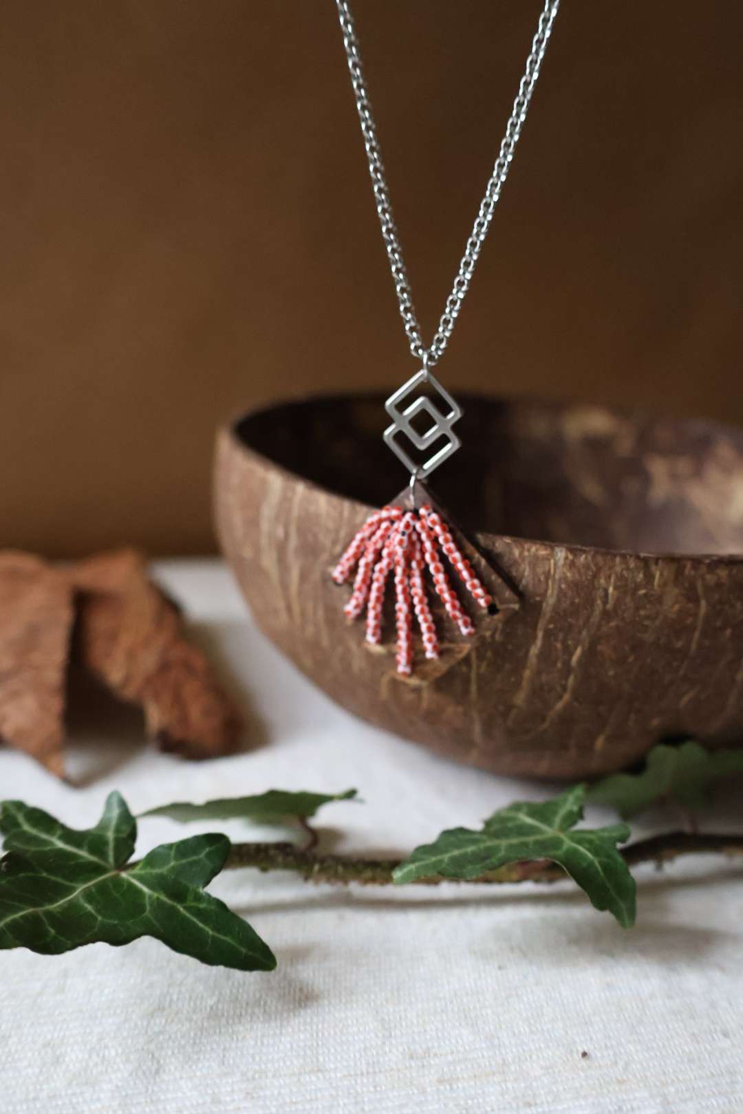 Collier en acier inoxydable et noix de coco - NAVAJO