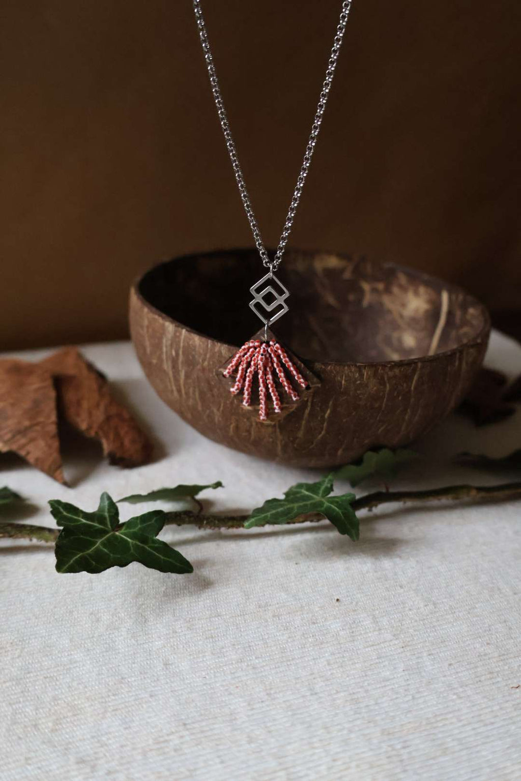 Collier en acier inoxydable et noix de coco - NAVAJO