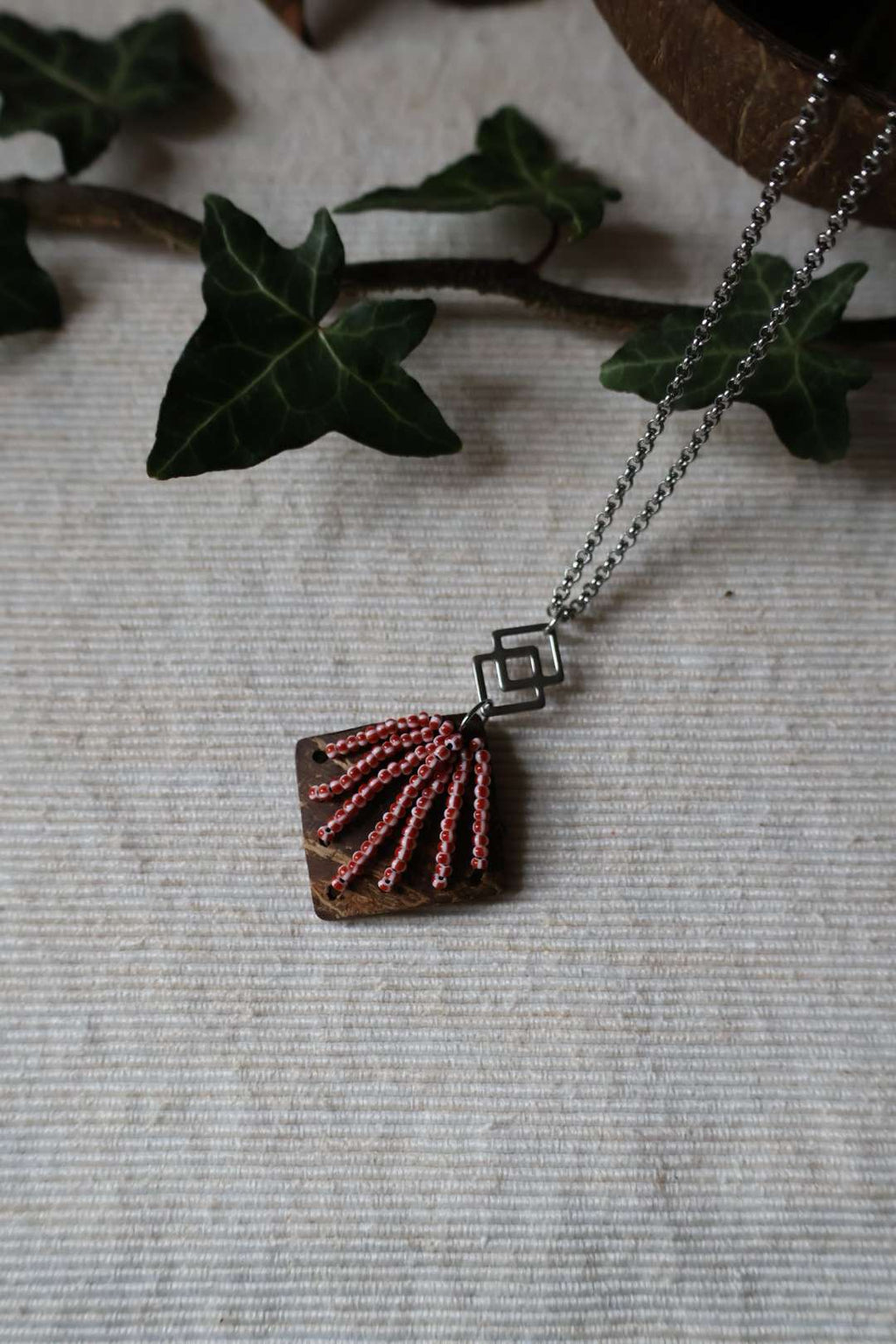 Collier en acier inoxydable et noix de coco - NAVAJO