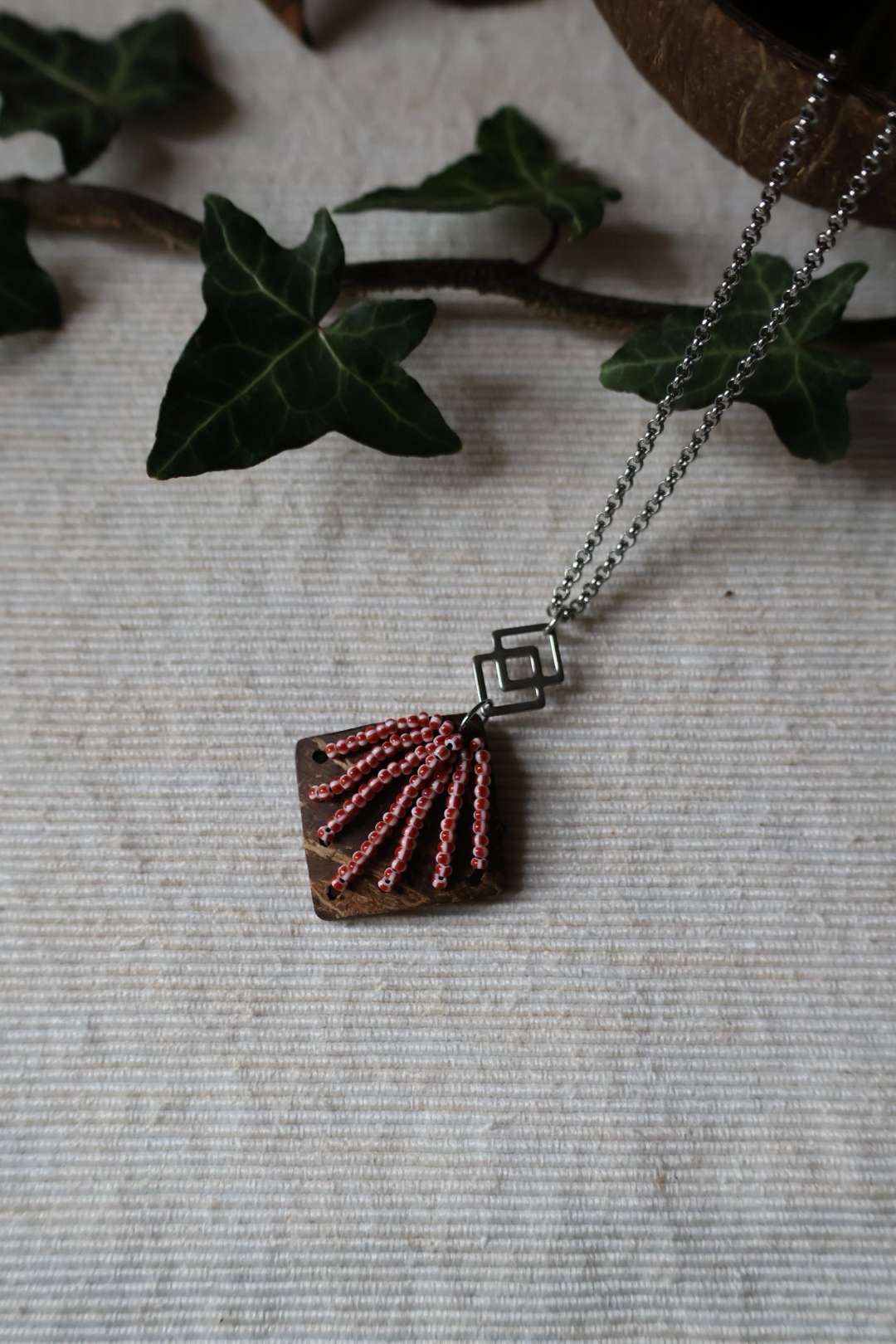 Collier en acier inoxydable et noix de coco - NAVAJO