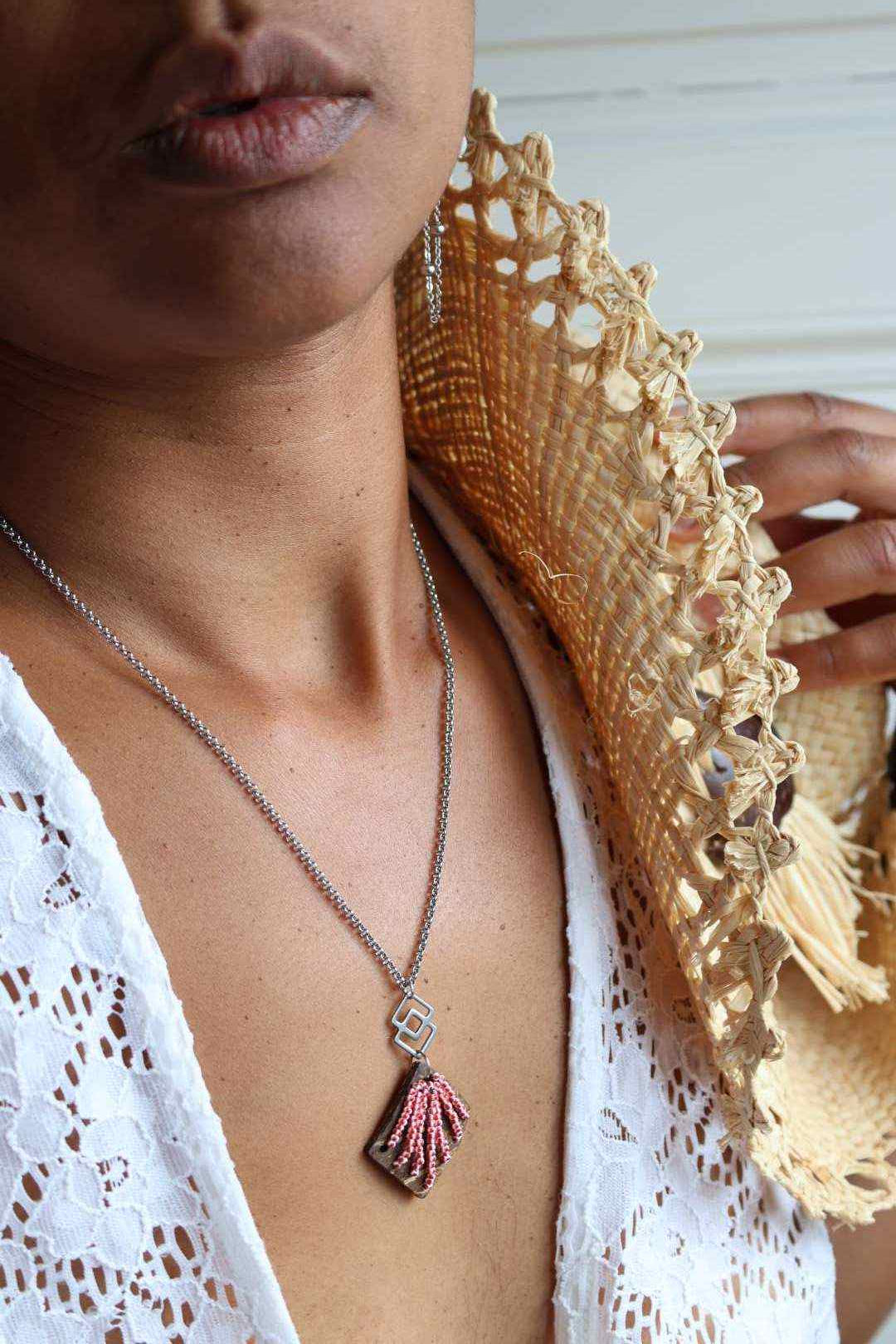 Collier en acier inoxydable et noix de coco - NAVAJO