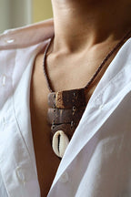 Collier mixte naturel en bois de noix de coco - HELLBOURG
