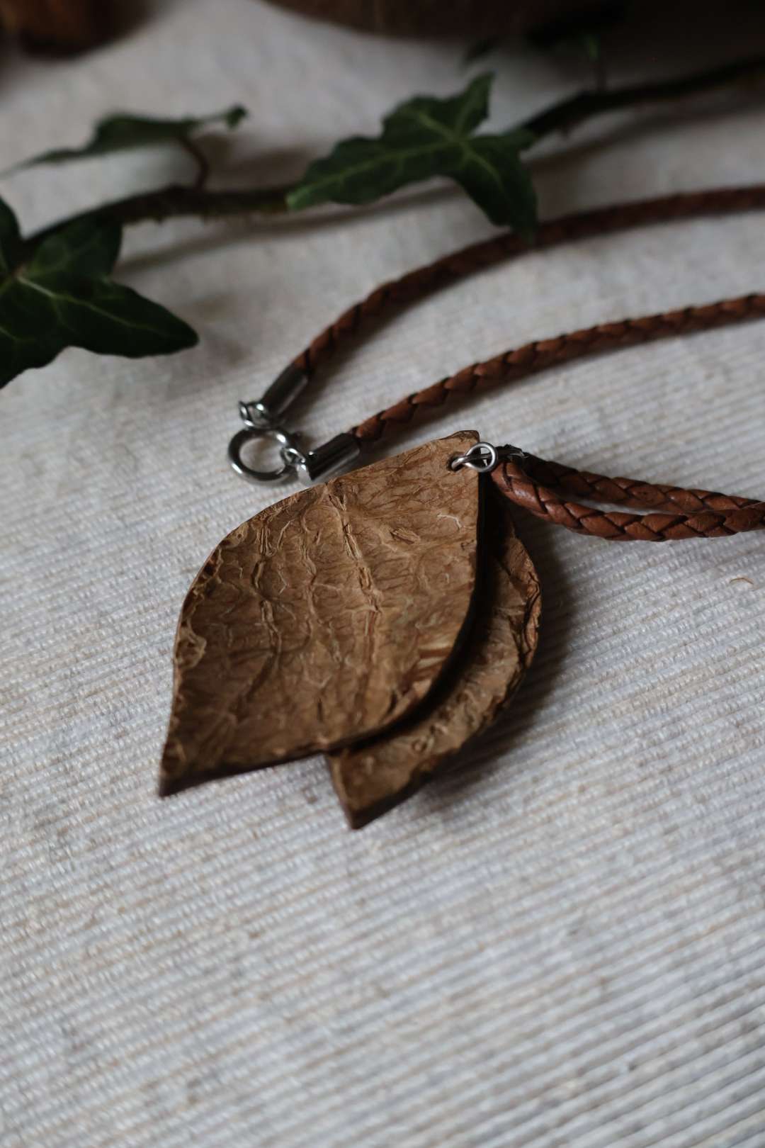 Collier mixte noix de coco - FEUILLES