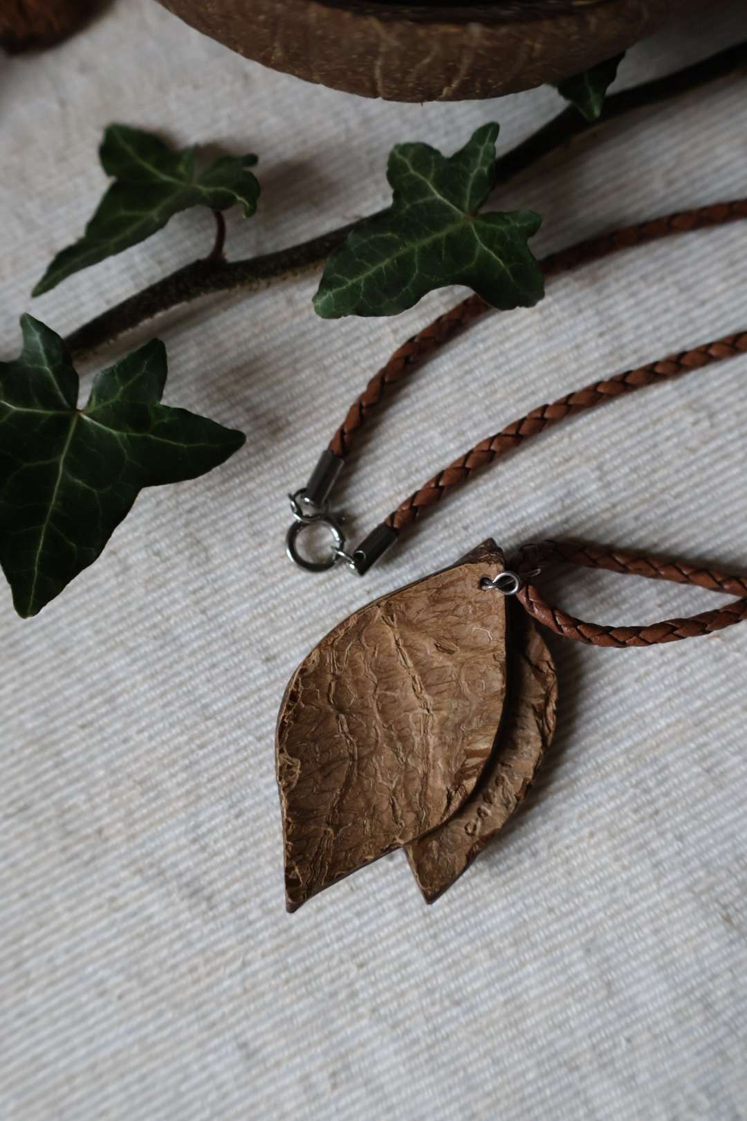 Collier mixte noix de coco - FEUILLES