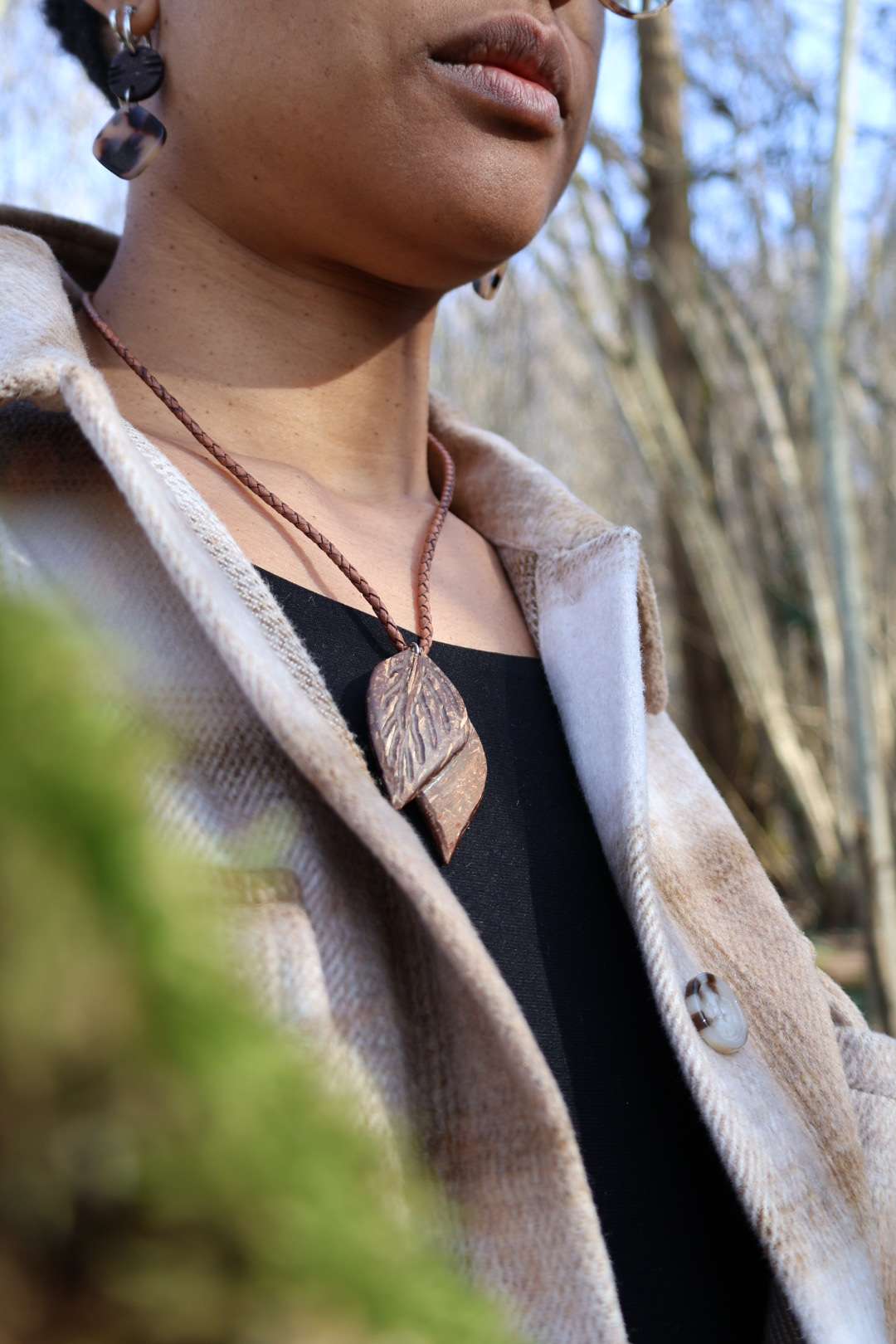 Collier mixte noix de coco - FEUILLES