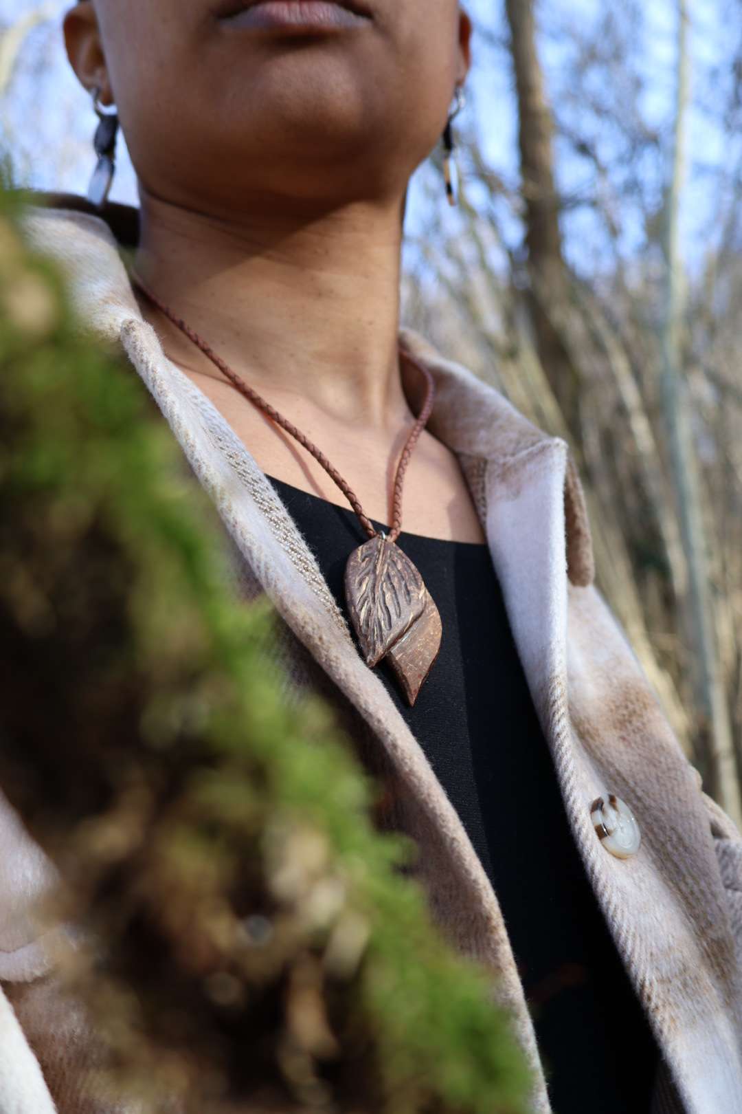 Collier mixte noix de coco - FEUILLES