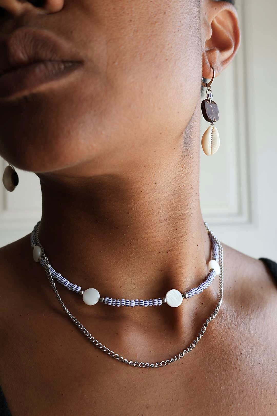 Collier 2 en 1 nacre et perles en verre - PRECIOSA