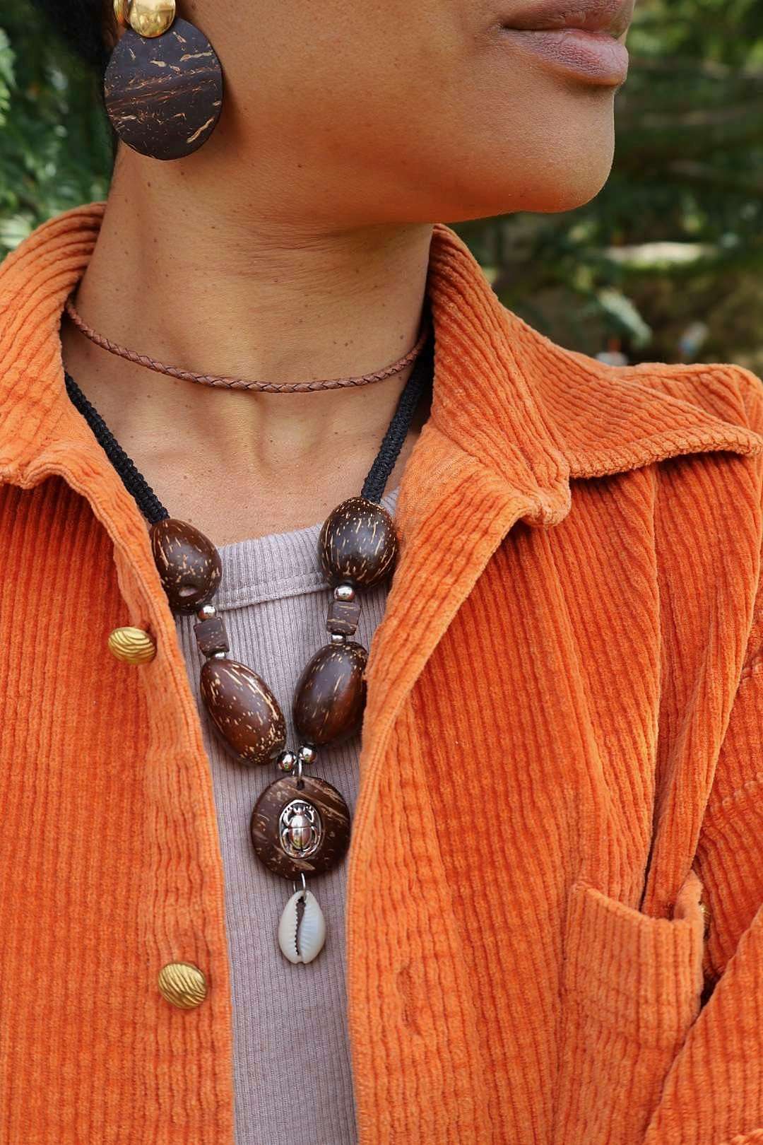Collier mixte graine de palmier KHEPRI