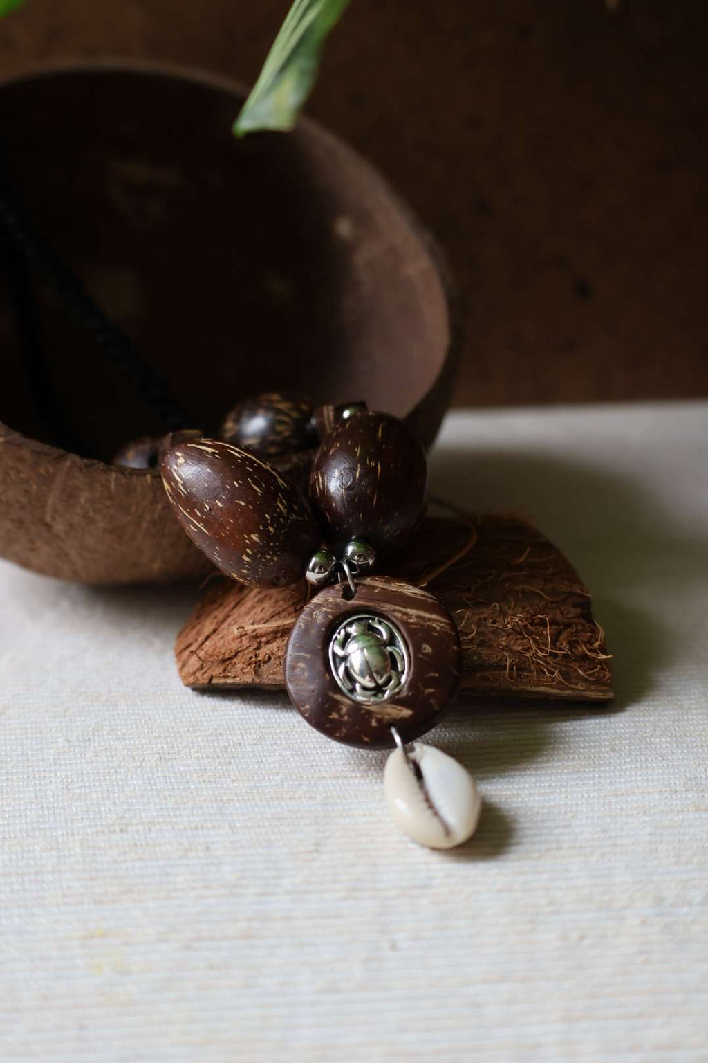 Collier mixte graine de palmier KHEPRI