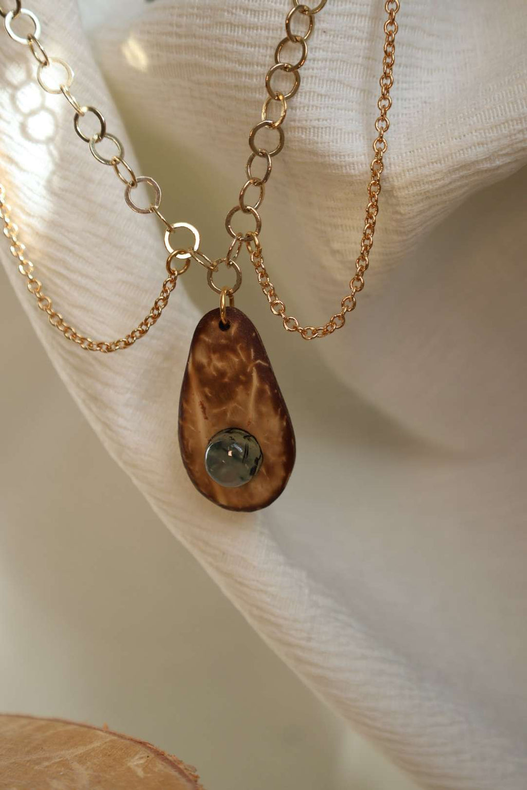 Collier pierre naturelle prehnite - CLAUDINE