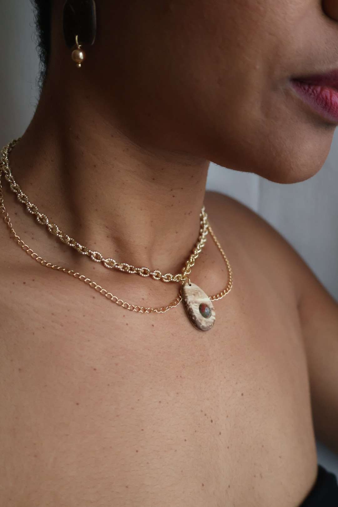 Collier pierre naturelle unakite - CLAUDINE
