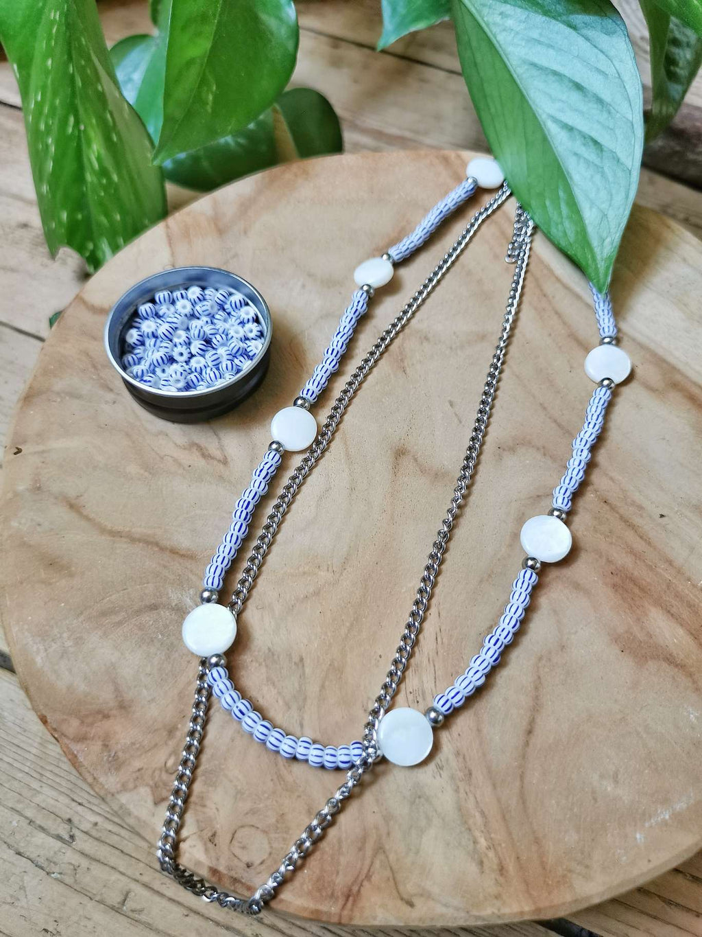 Collier 2 en 1 nacre et perles en verre - PRECIOSA