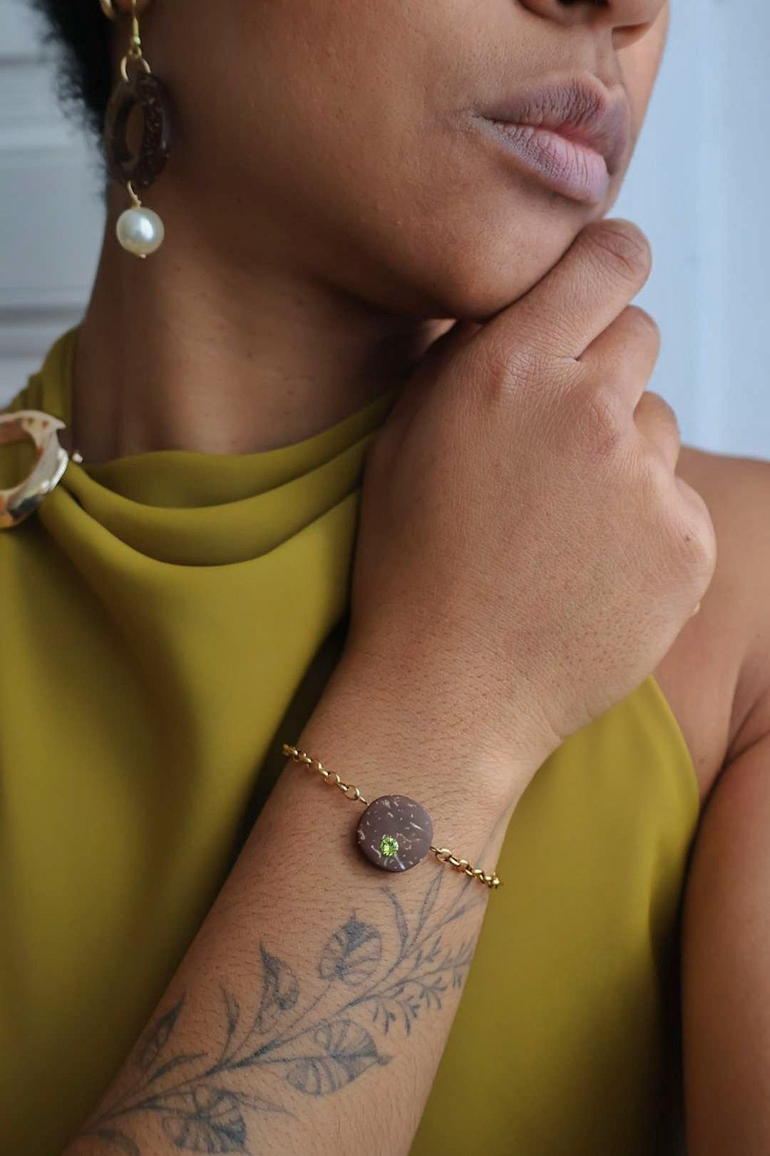 Bracelet AURA dorées en noix de coco