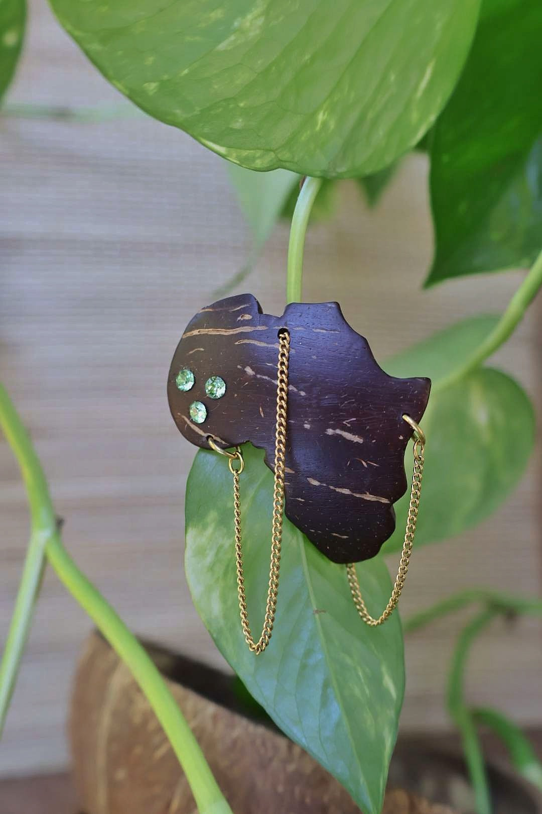 Broche naturelle en noix de coco - AFRIQUE